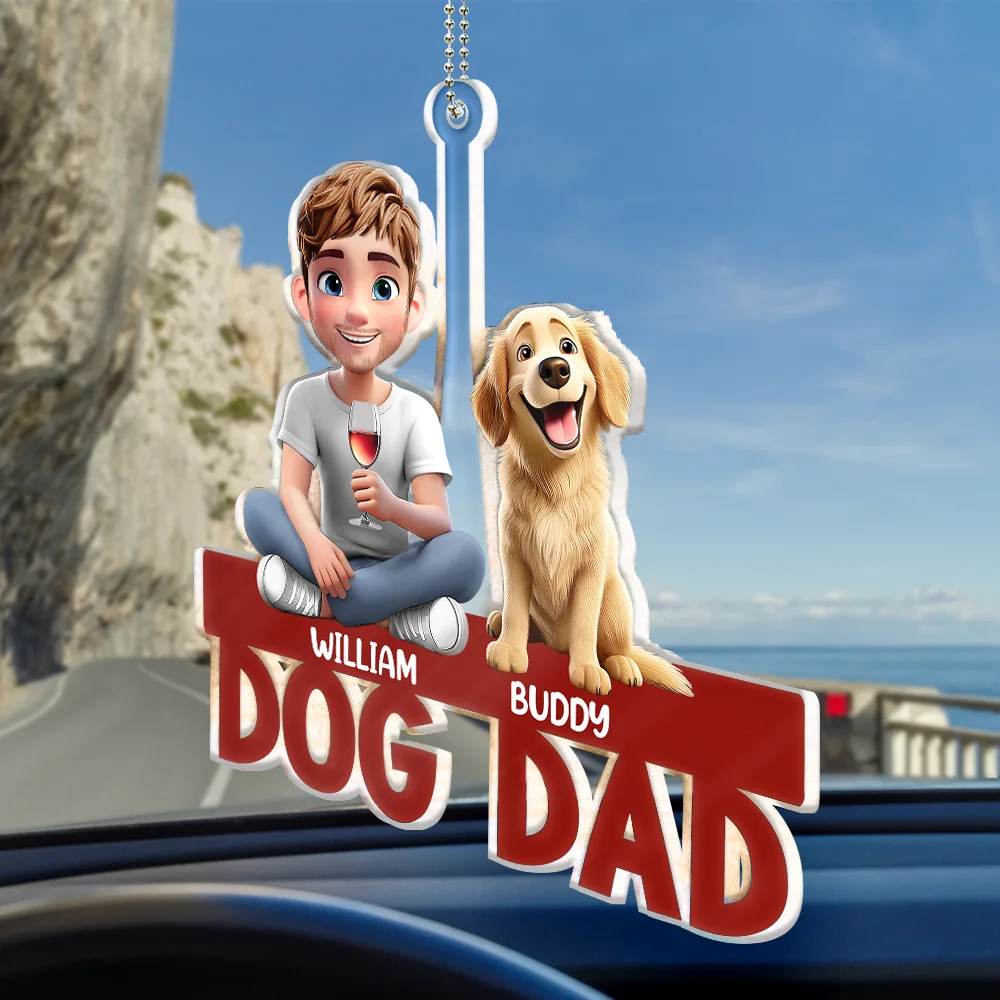 Dog Mom Dog Dad - Personalized Acrylic Car Hanger - Image 3