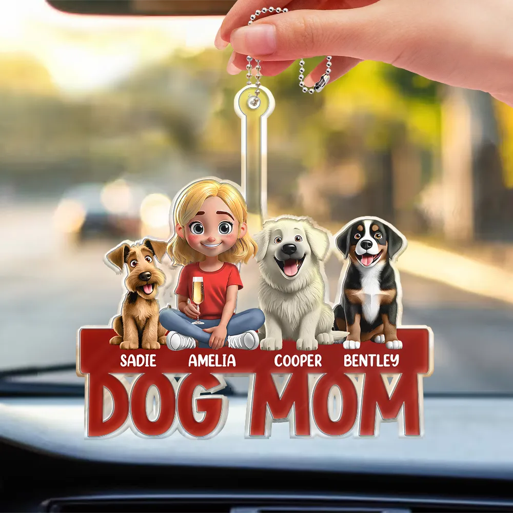Dog Mom Dog Dad - Personalized Acrylic Car Hanger - Image 4