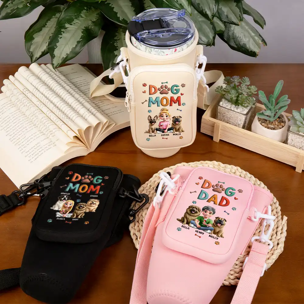 Dog Mom Dog Dad - Personalized Bottle Carrier Bag - Image 3