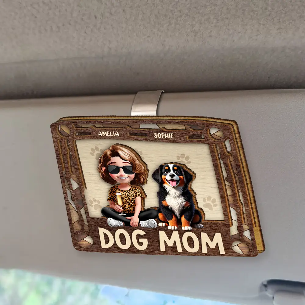 Dog Mom Dog Dad - Personalized Custom Shaped Car Visor Clip - Image 2