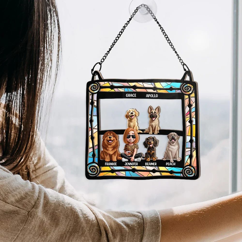 Dog Mom Dog Dad - Personalized Window Hanging Suncatcher Ornament - Image 4