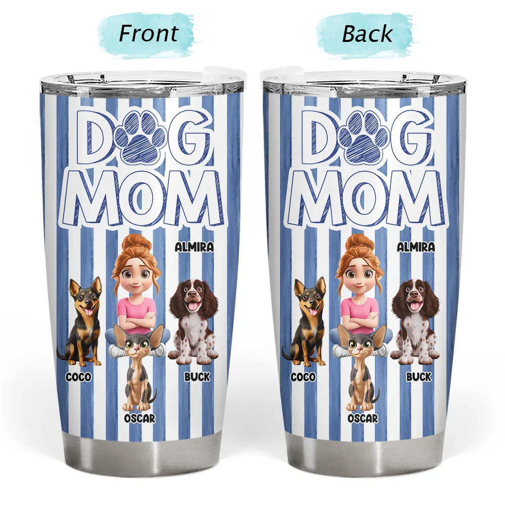 Dog Mom Dog Dad Stripe Style - Personalized Tumbler - Image 3