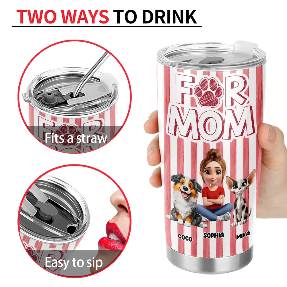 Dog Mom Dog Dad Stripe Style - Personalized Tumbler - Image 4