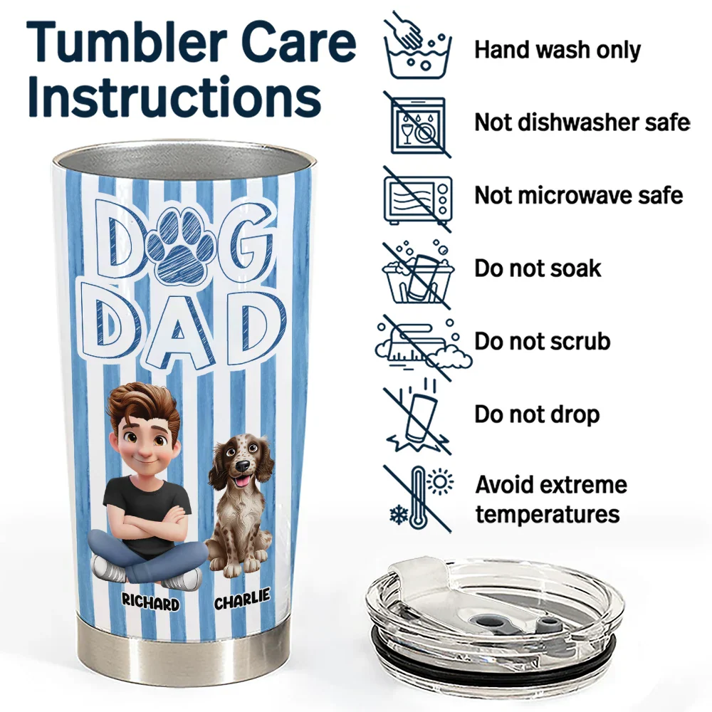Dog Mom Dog Dad Stripe Style - Personalized Tumbler - Image 5