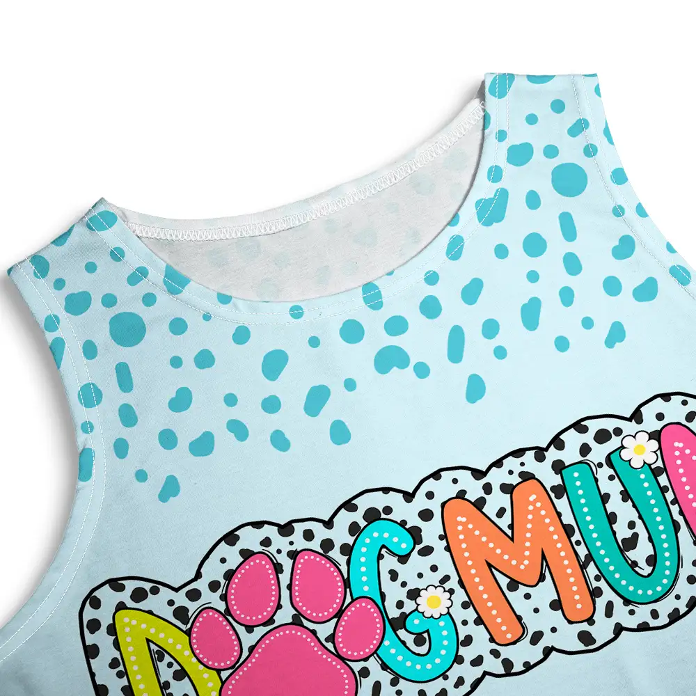 Dog Mom Dog Mum Dalmatian Dots - Personalized Sleeveless Tank Dress - Image 5