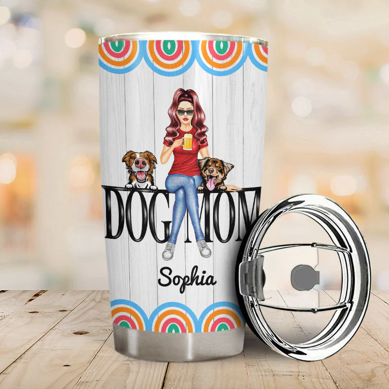 Dog Mom - Gift For Dog Lovers - Personalized Custom Tumbler - Image 2