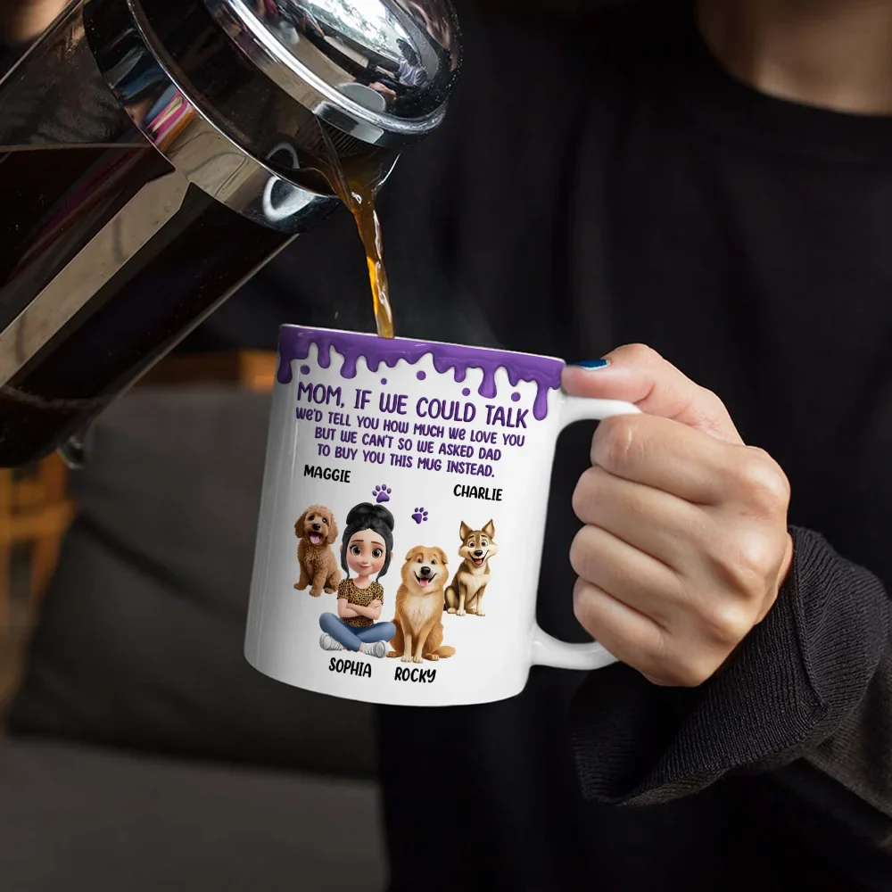 Dog Mom If I Could Talk - Personalized White Edge-to-Edge Mug - Image 4