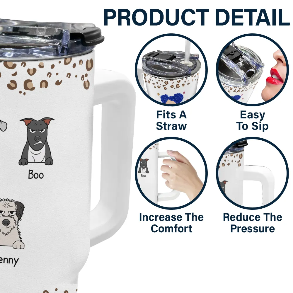 Dog Mom Leopard Pattern - Personalized 40oz Tumbler With Straw - Image 5