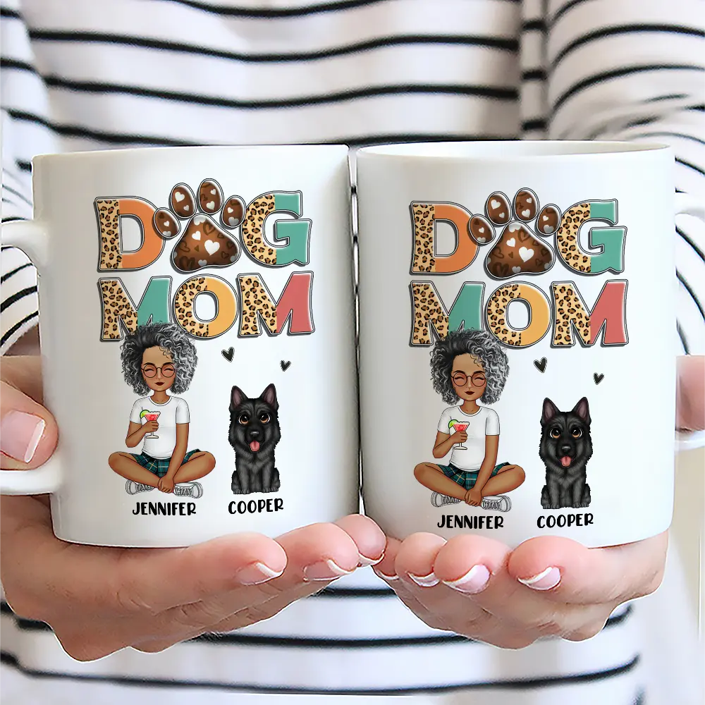 Dog Mom Leopard - Personalized Mug - Image 2
