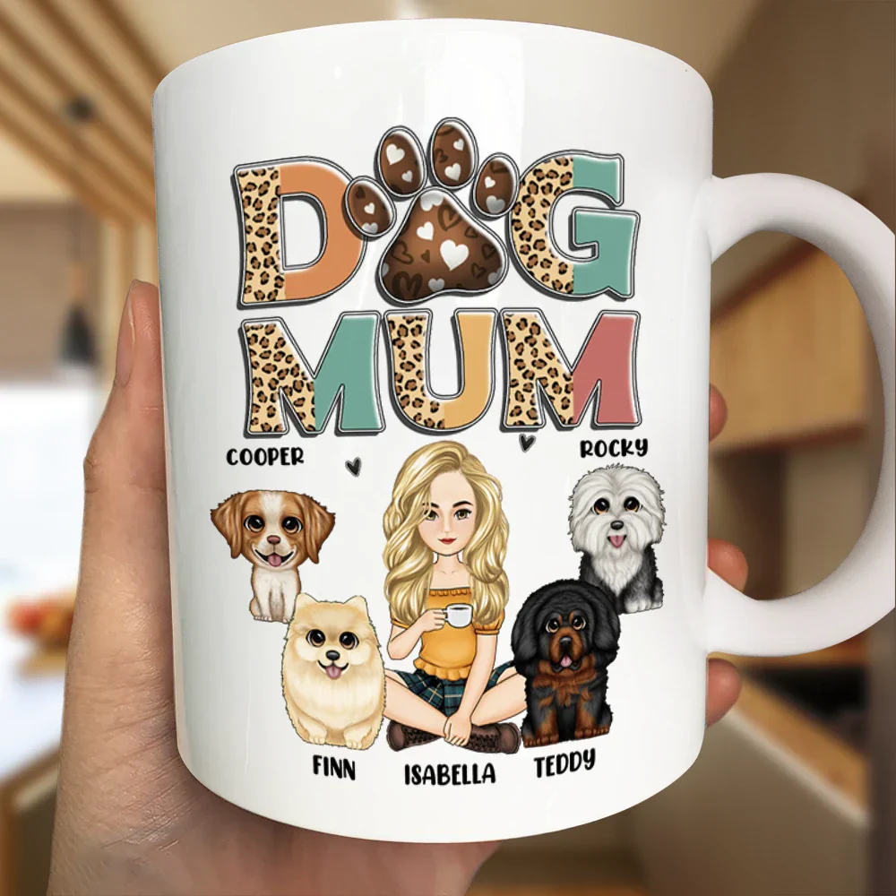 Dog Mom Leopard - Personalized Mug - Image 3