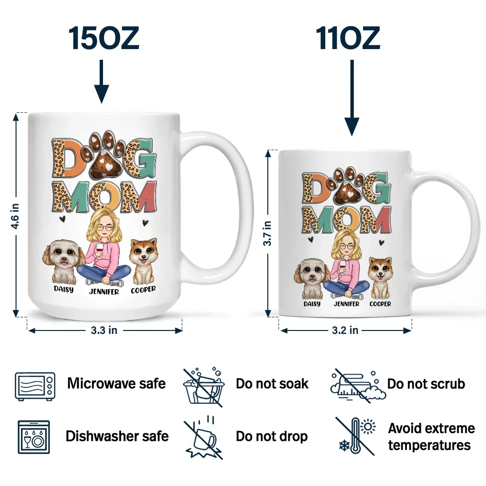 Dog Mom Leopard - Personalized Mug - Image 4