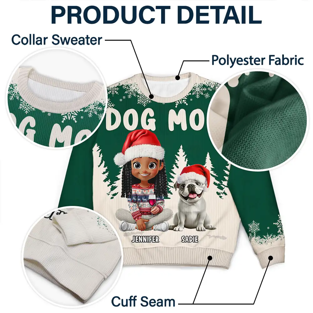 Dog Mom Mum 3D Effect White Trees - Personalized Unisex Ugly Sweater - Image 6