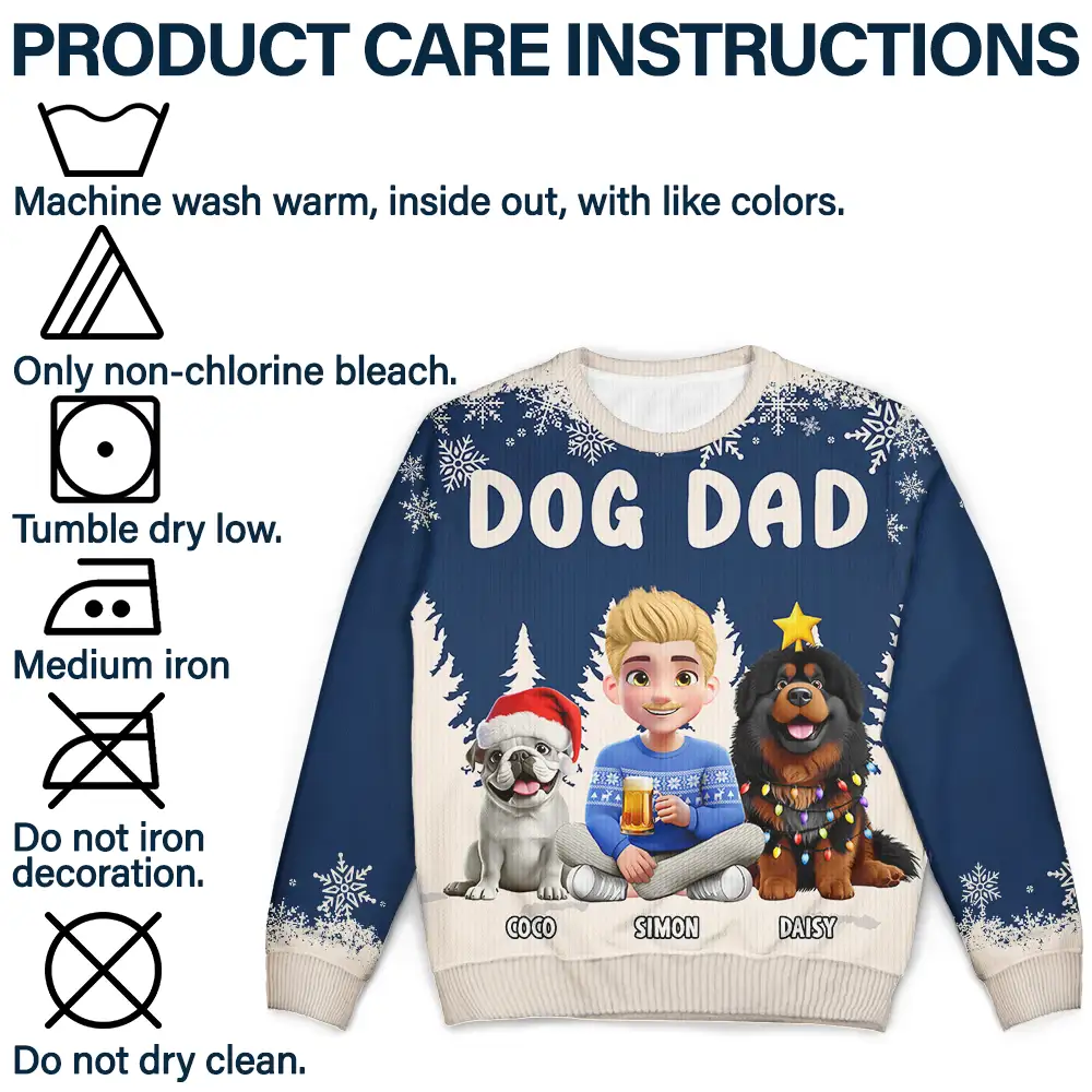 Dog Mom Mum 3D Effect White Trees - Personalized Unisex Ugly Sweater - Image 7