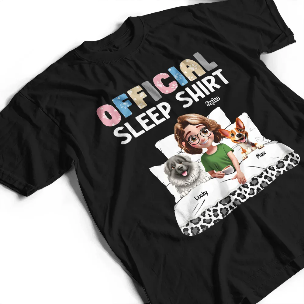Dog Mom Official Sleep Shirt - Personalized T Shirt - Image 3