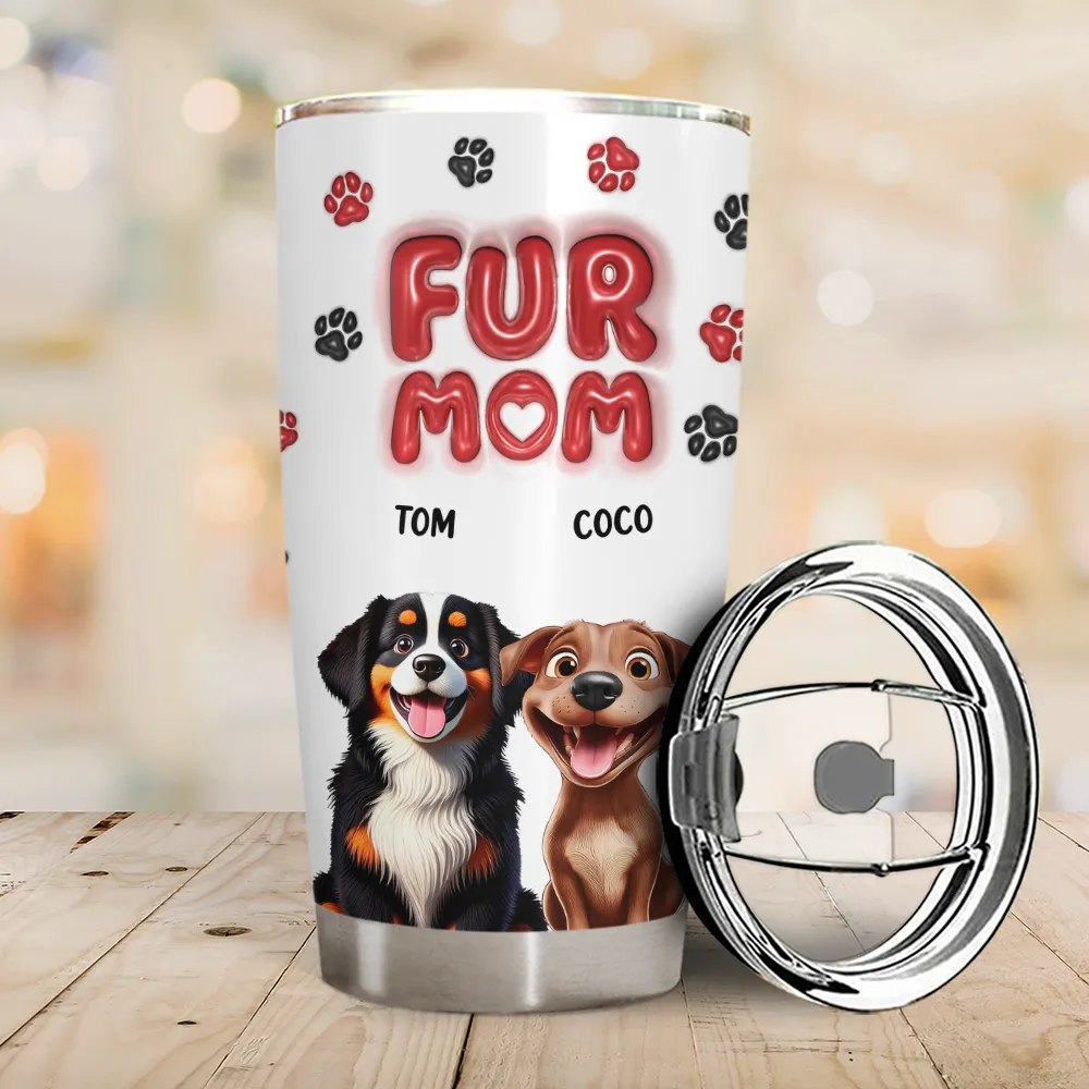 Dog Mom Red 3D Effect - Personalized Tumbler - Image 2
