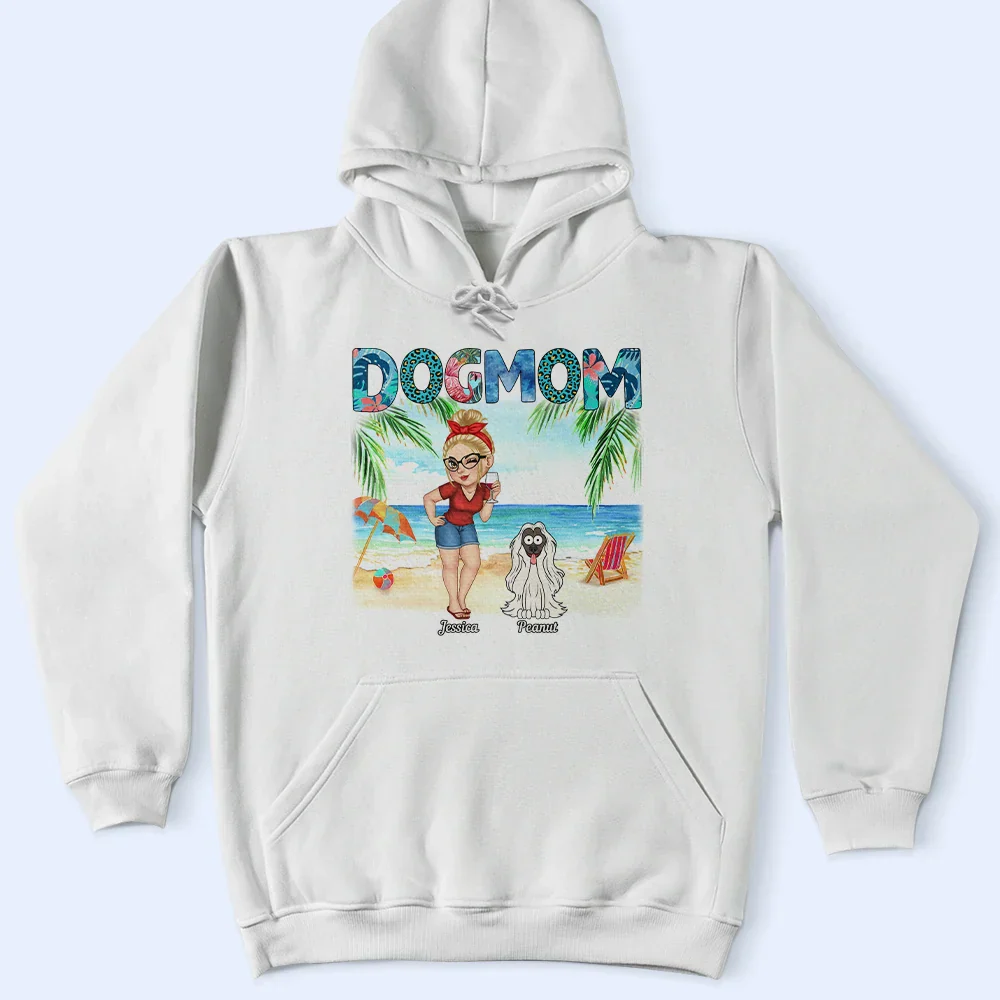 Dog Mom Tropical Beach Sea Ocean - Personalized T Shirt - Image 4