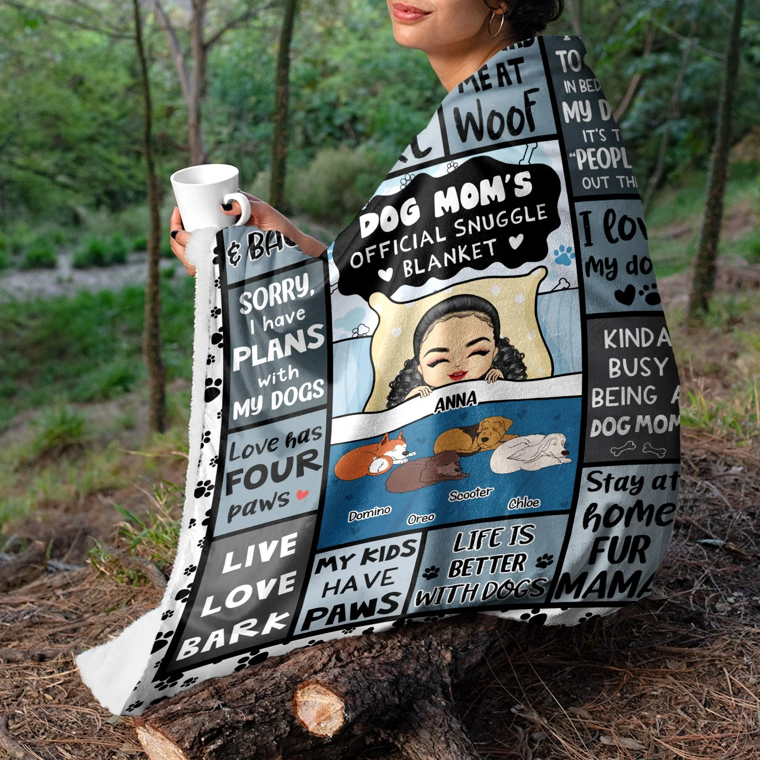 Dog Mom's Official Snuggle Blanket - Gift For Dog Lovers - Personalized Fleece Blanket - Image 3