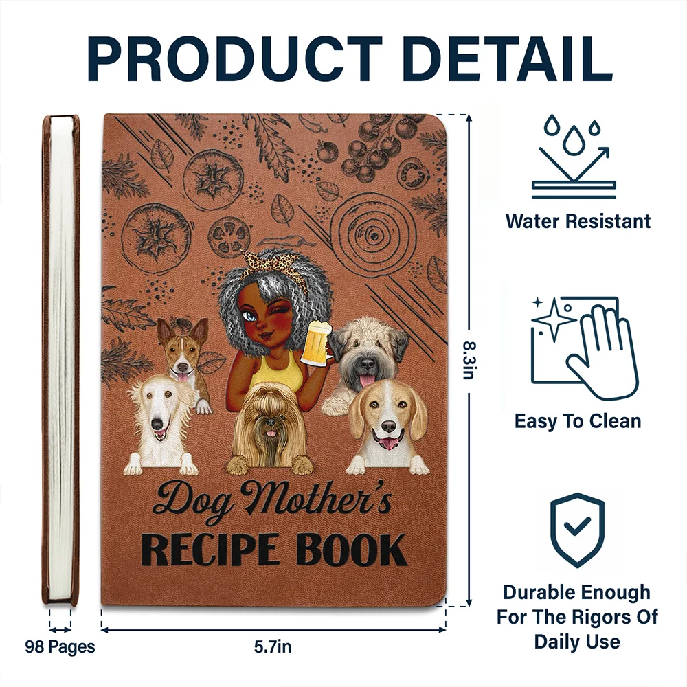 Dog Mom's Recipe Book - Personalized Leather Journal - Image 5