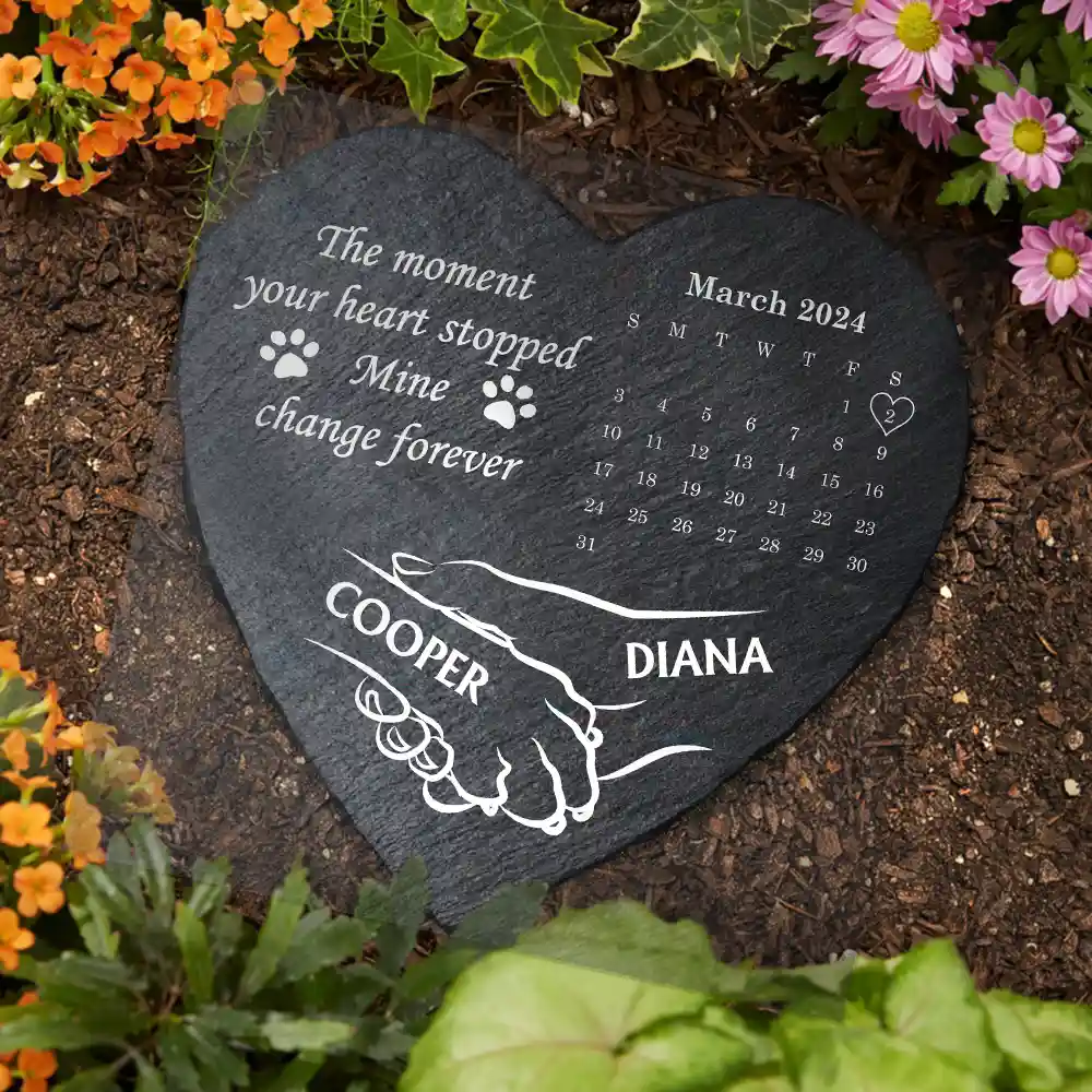 Dog Paw It Broke My Heart To Lose You Calendar - Personalized Heart Memorial Garden Stone - Image 3