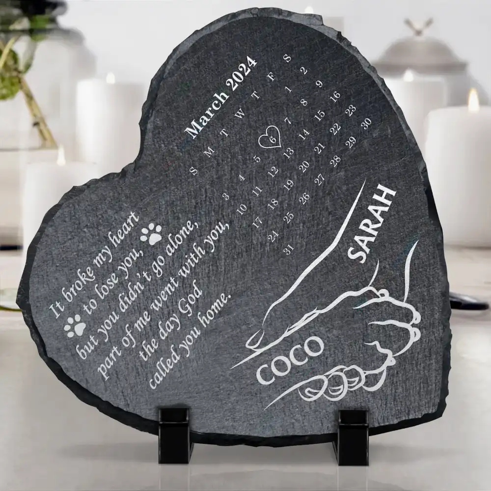 Dog Paw It Broke My Heart To Lose You Calendar - Personalized Heart Memorial Garden Stone - Image 4