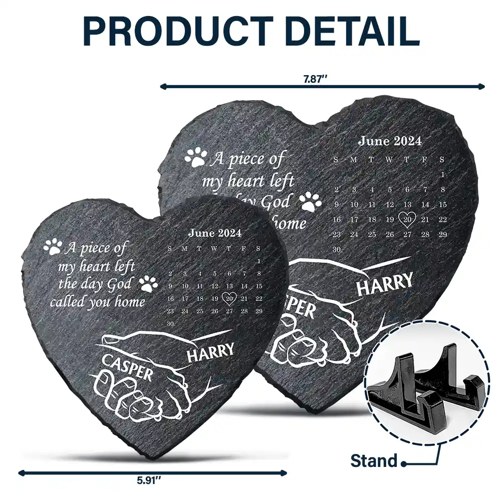 Dog Paw It Broke My Heart To Lose You Calendar - Personalized Heart Memorial Garden Stone - Image 5