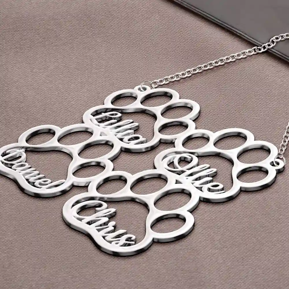 Dog Pet Paw With Name - Personalized Letter Necklace - Image 4