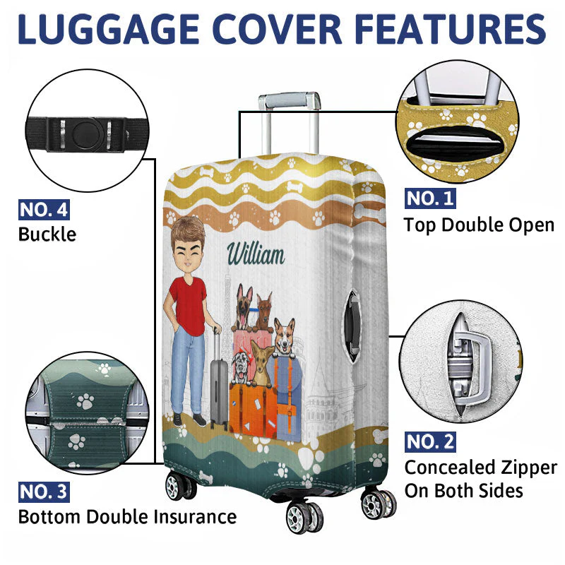 Dog Traveling Solves The Rest - Gift For Travel Lovers - Personalized Custom Luggage Cover - Image 5