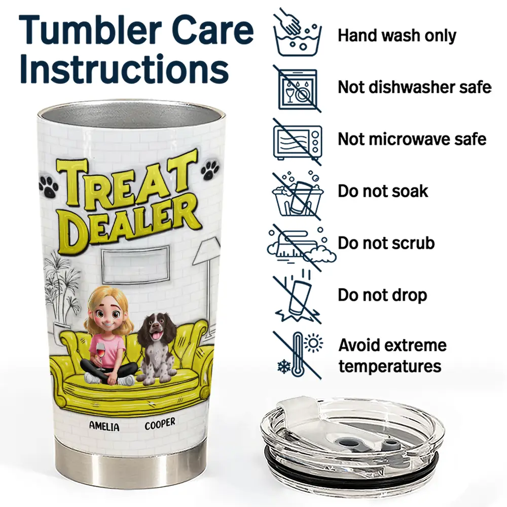 Dog Treat Dealer - 3D Inflated Effect Printed Tumbler, Personalized Tumbler - Image 5