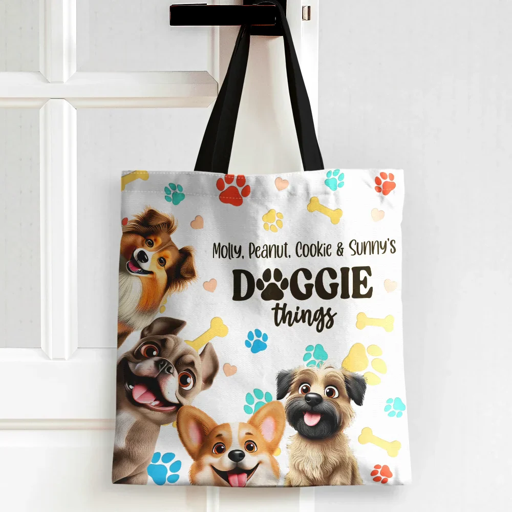 Doggie Things 3D Effect Dogs - Personalized Tote Bag - Image 2