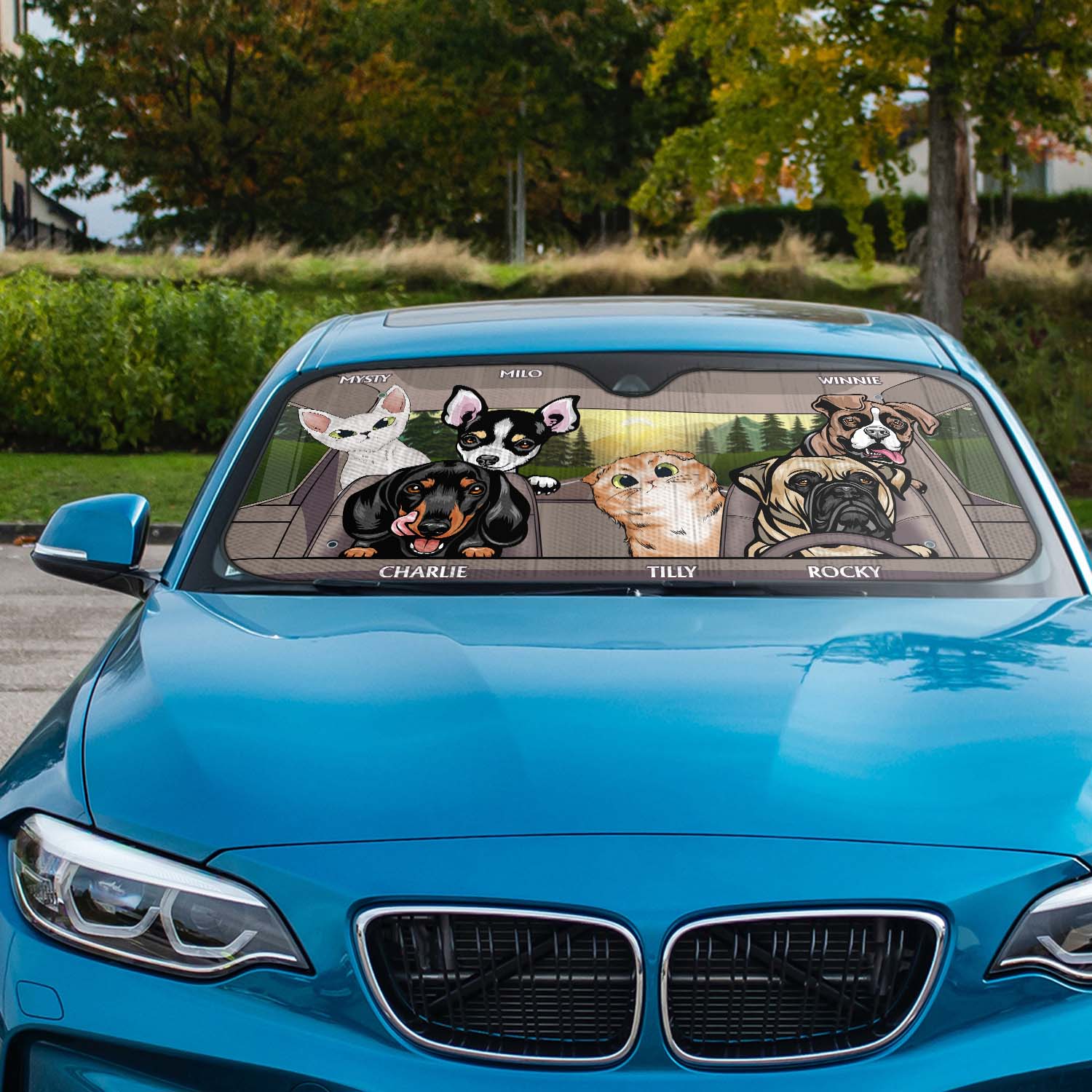 Dogs And Cats - Gift For Pet Lovers - Personalized Auto Sunshade - Image 2