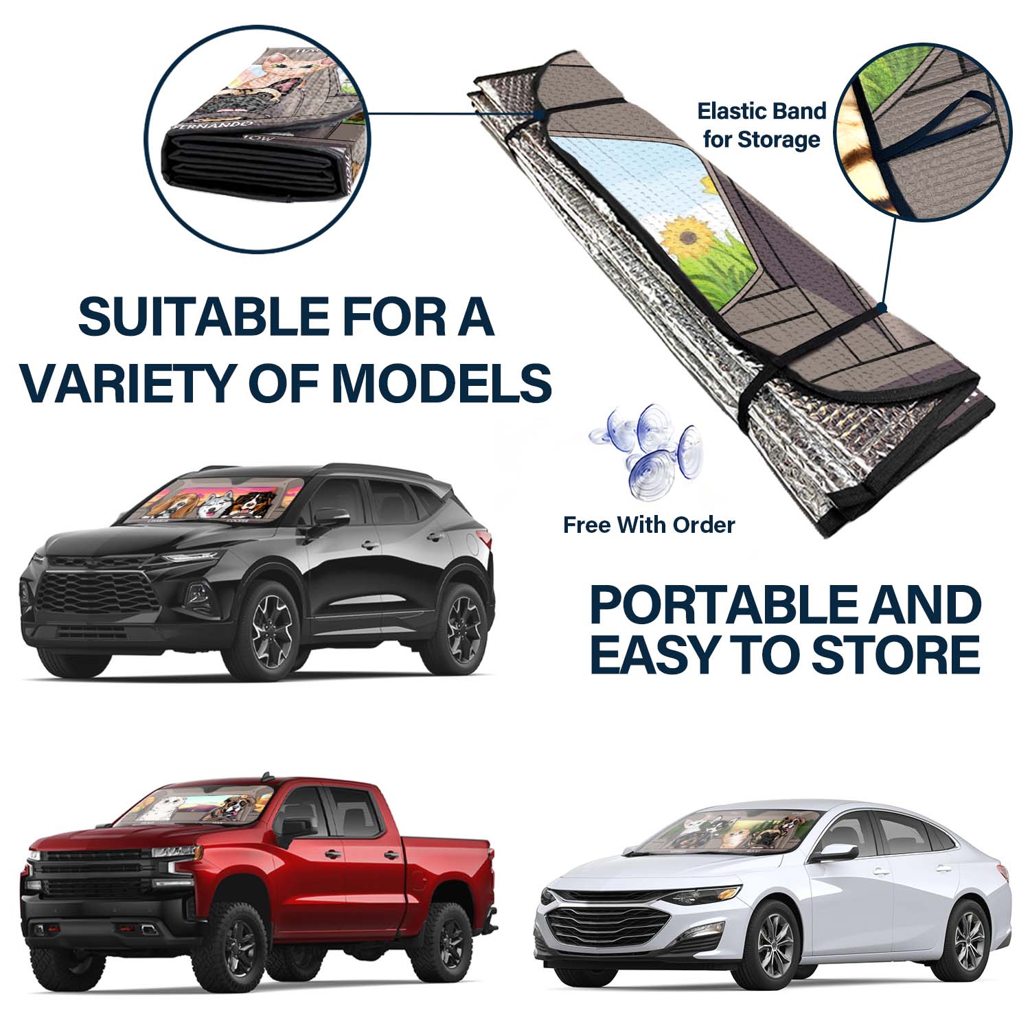 Dogs And Cats - Gift For Pet Lovers - Personalized Auto Sunshade - Image 5