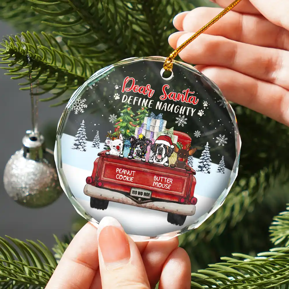 Dogs Cats Have Yourself A Furry Little Christmas - Personalized Circle Glass Ornament - Image 2