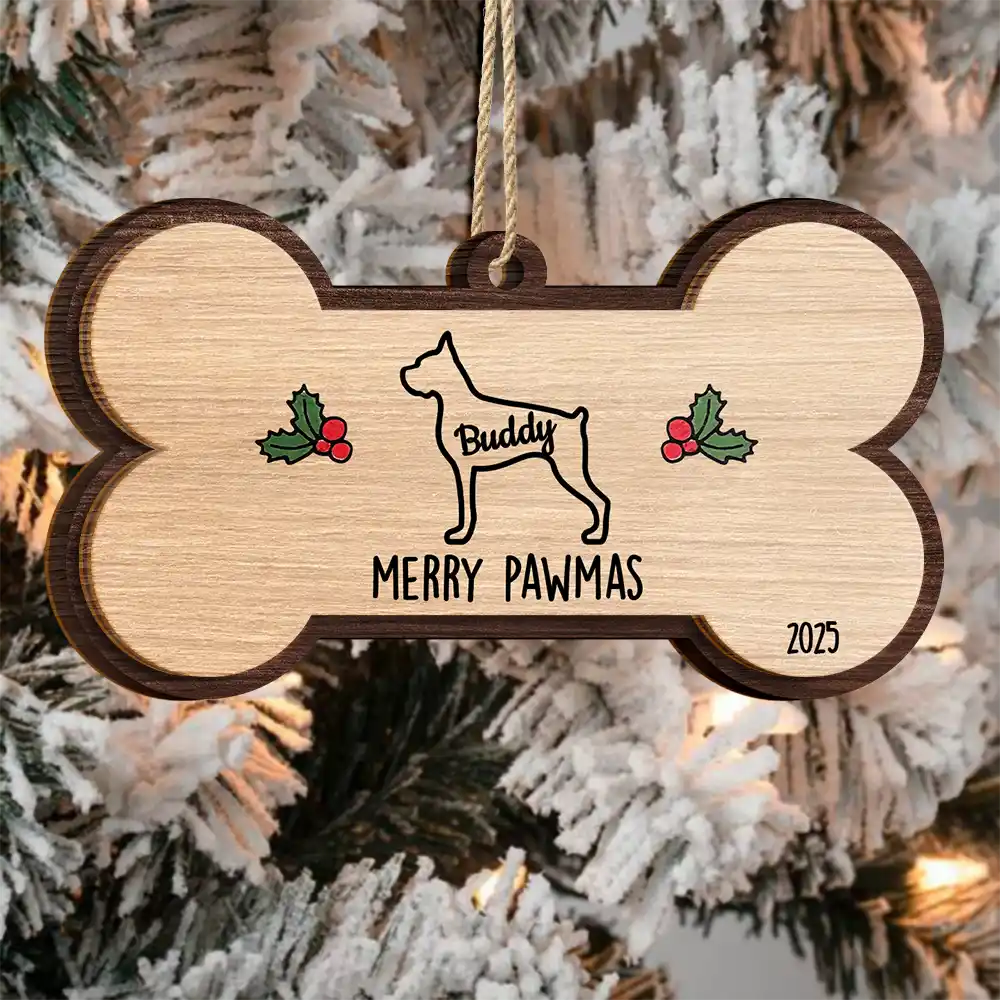 Dog's First Christmas In My Forever Home - Personalized 2-Layered Wooden Ornament - Image 3