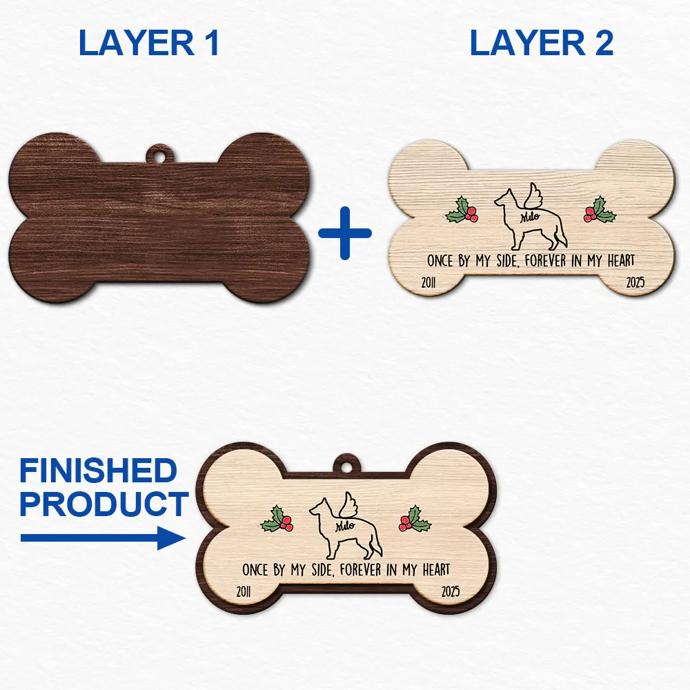Dog's First Christmas In My Forever Home - Personalized 2-Layered Wooden Ornament - Image 6