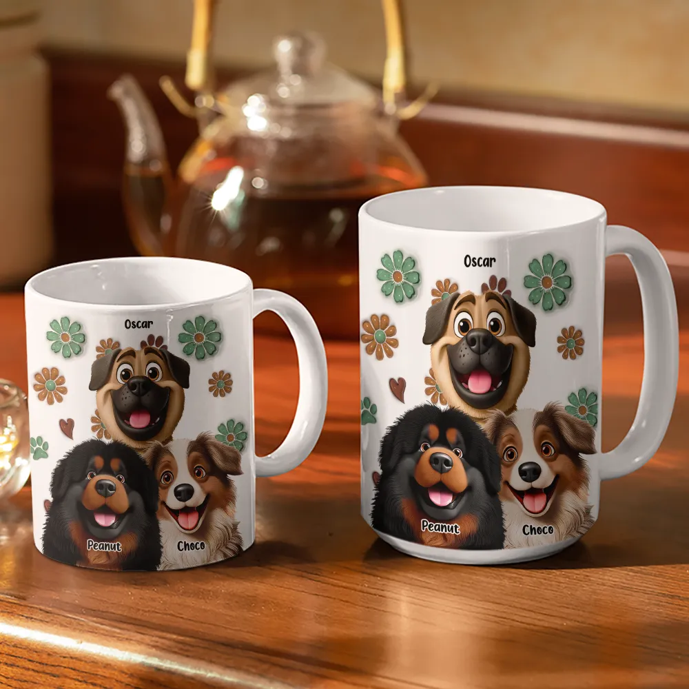 Dogs Make Everything Better - 3D Inflated Effect Printed Mug, Personalized White Edge-to-Edge Mug - Image 3