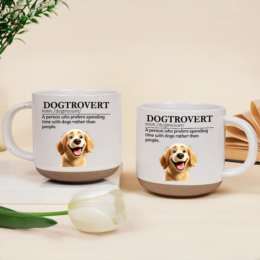 Dogtrovert Who Prefers Spending Time With Dogs - Personalized Pottery Mug - Image 2