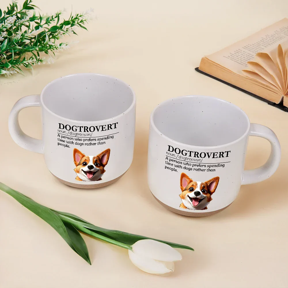 Dogtrovert Who Prefers Spending Time With Dogs - Personalized Pottery Mug - Image 3