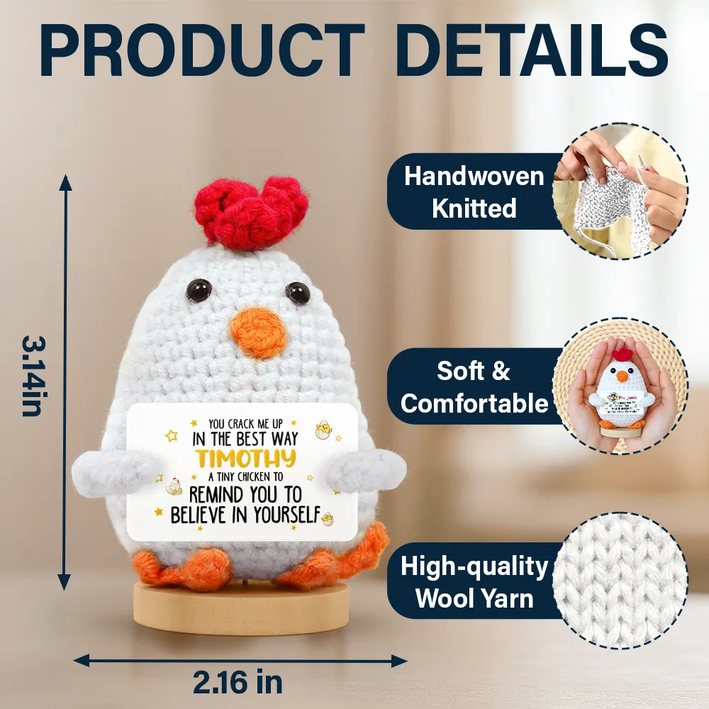 Don't Chicken Out You're Braver Than You Think - Personalized Doll Crochet With Custom Card - Image 4