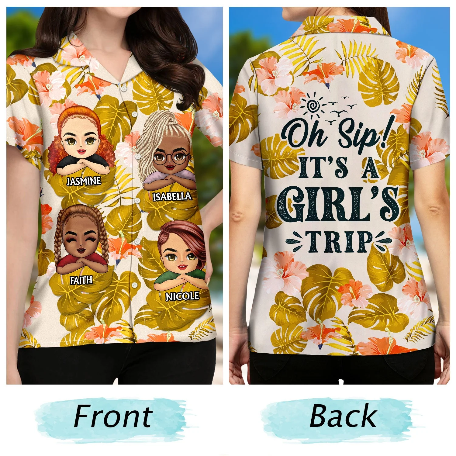 Don't Get Drunk We Get Awesome Apparently Trouble - Birthday, Vacation, Traveling Gift For Besties, BFF, Best Friends, Siblings - Personalized Custom Hawaiian Shirt - Image 3
