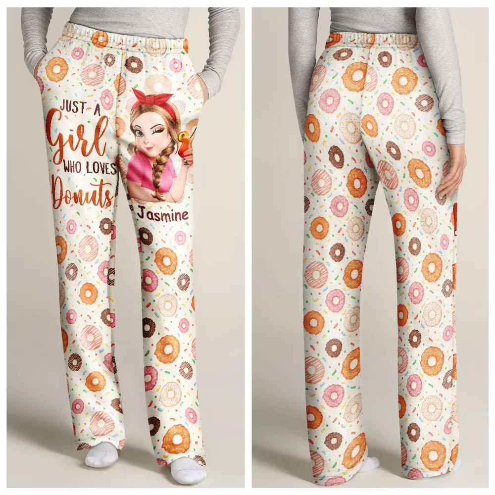 Donut Mess With Me 3D Effect Turban Woman - Personalized Pajama Pants - Image 3