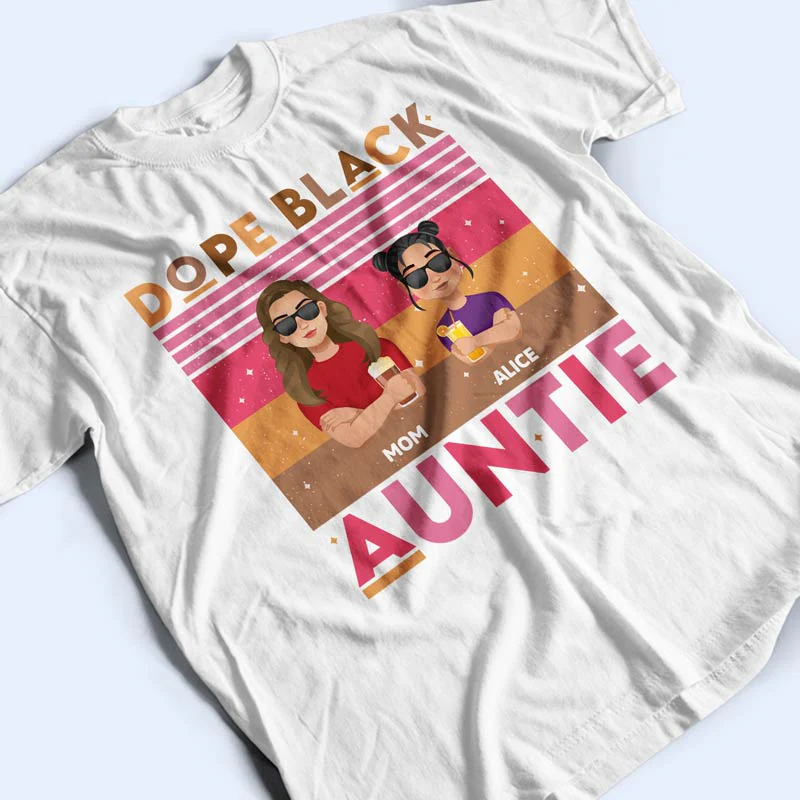Dope Black Auntie Hot Pink Retro - Personalized T Shirt - Image 3