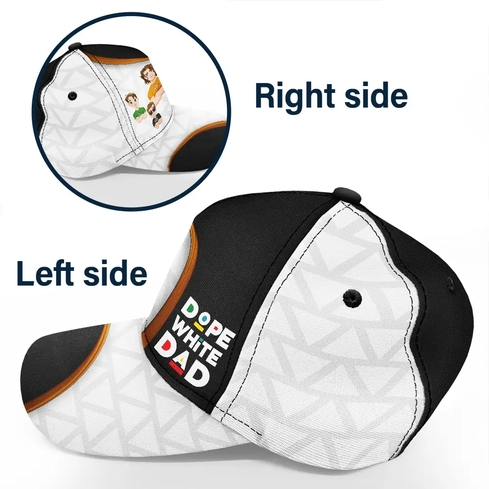 Dope Black Dad White Dad - Personalized Classic Cap - Image 3