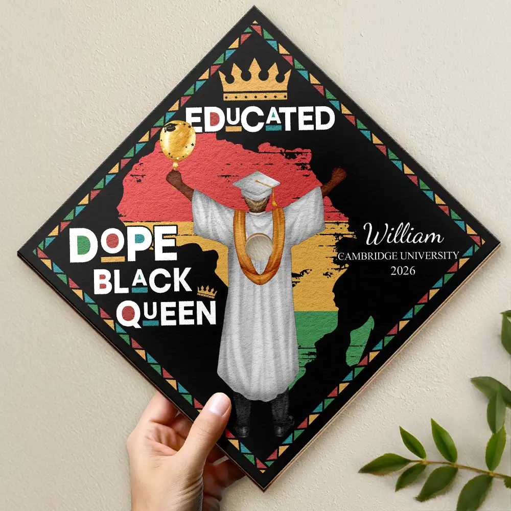 Dope Black King Queen - Personalised Graduation Cap Topper - Image 2