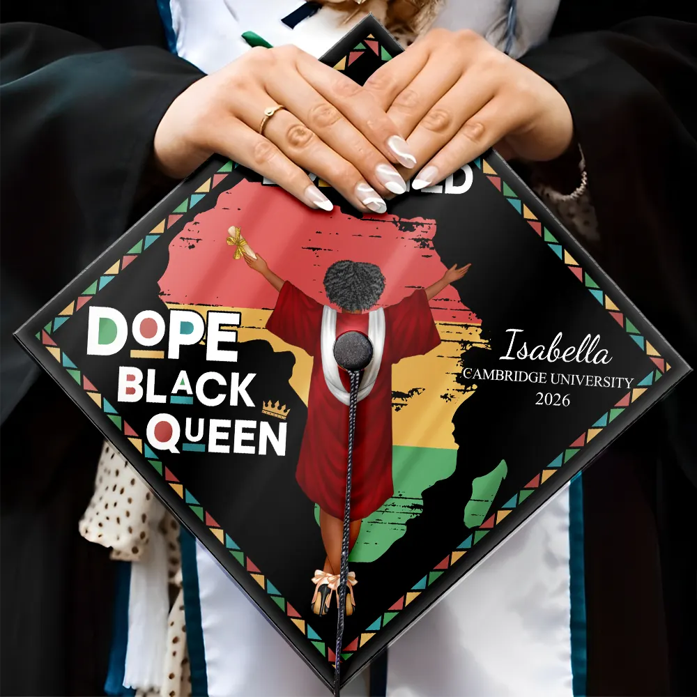 Dope Black King Queen - Personalised Graduation Cap Topper - Image 4