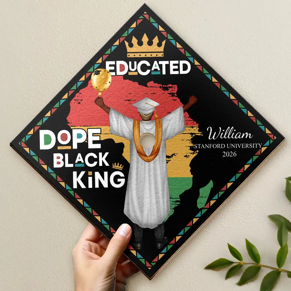Dope Black King Queen - Personalized Graduation Cap Topper - Image 2