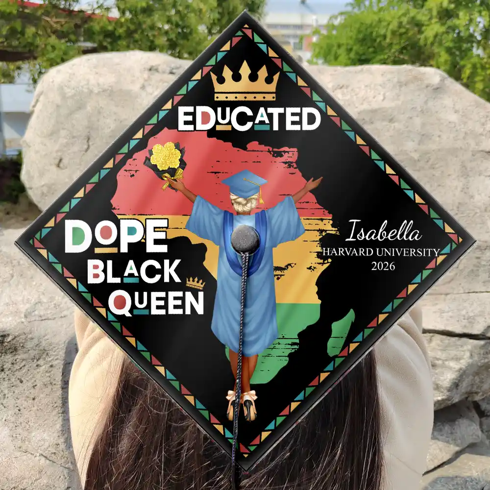 Dope Black King Queen - Personalized Graduation Cap Topper - Image 3