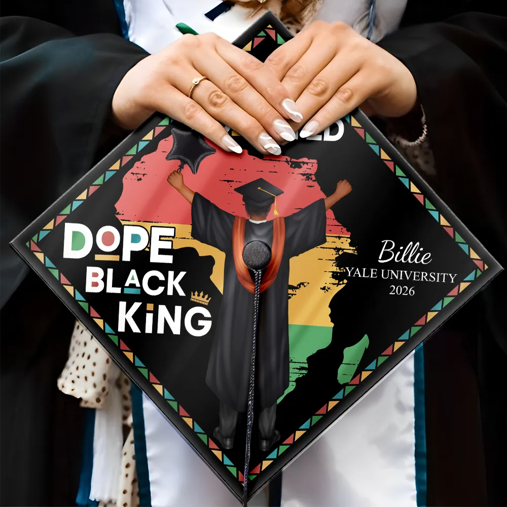 Dope Black King Queen - Personalized Graduation Cap Topper - Image 4