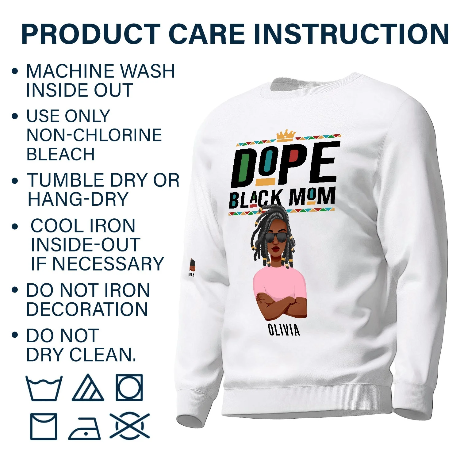 Dope Black Mom - Gift For Black Mom - Personalized Unisex Sweatshirt With Design On Sleeve - Image 6