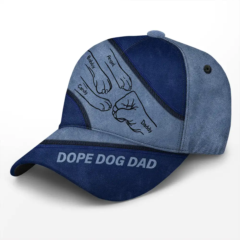 Dope Dog Dad Hand Paw Sketch - Personalized Classic Cap - Image 2