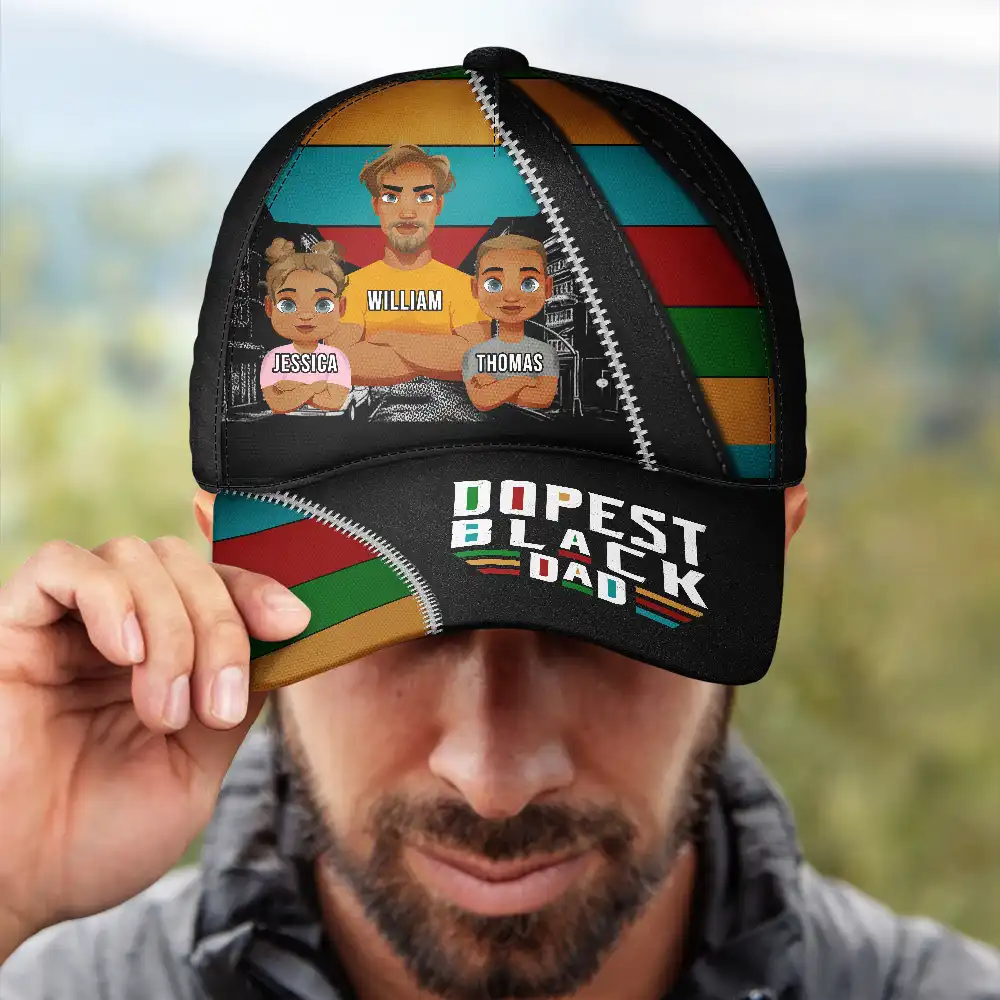 Dopest Black Dad - Personalized Classic Cap - Image 4